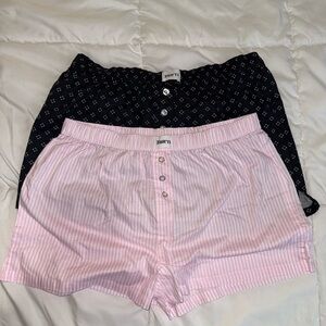 Women's Pink and Black Pajama Shorts Large (fits smaller)